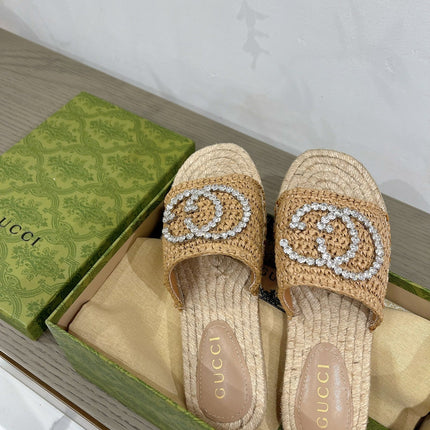 GG INTERLOCKING G ESPADRILLE COPPER FABRIC