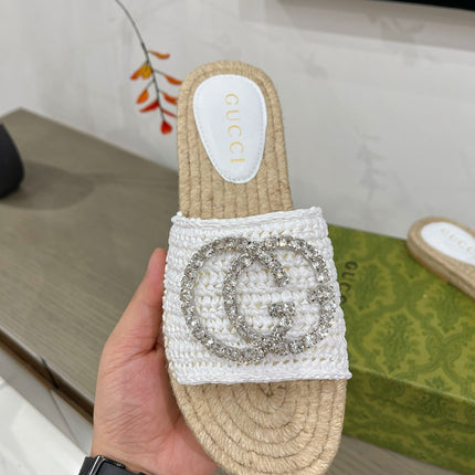 GG INTERLOCKING G ESPADRILLE WHITE FABRIC