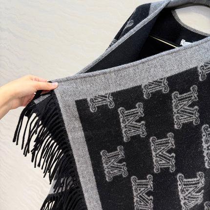 MAX MARA 25S FRINGED KNIT CAPE 163