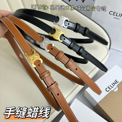 SMALL TRIOMPHE BELT 18 MM BRONZE BROWN LEATHER GOLD HARDWARE