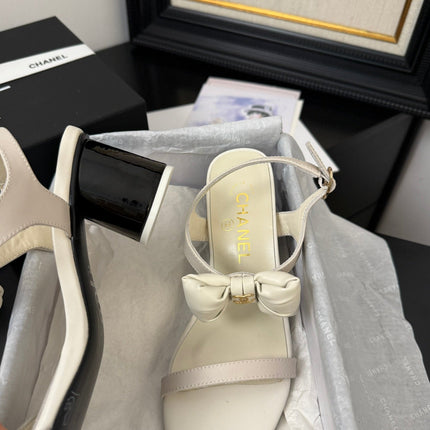 MID HEEL 45 MM SANDALS IN WHITE CREAM CALFSKIN