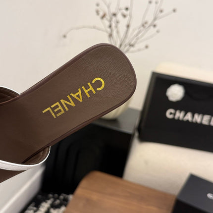 CHANEL 26S WEDGE SANDALS 95 MM IN DARK BROWN CALFSKIN