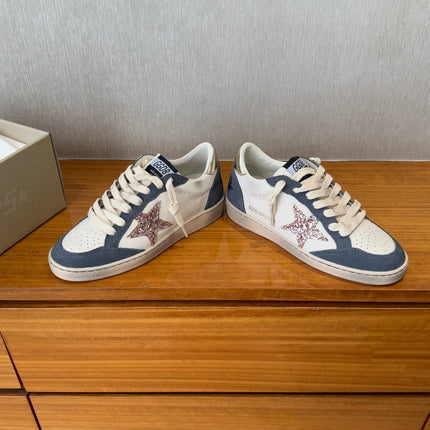 BALL STAR SNEAKERS GLITTER STAR IN BRIGHT GRAY SUEDE AND WHITE CALFSKIN