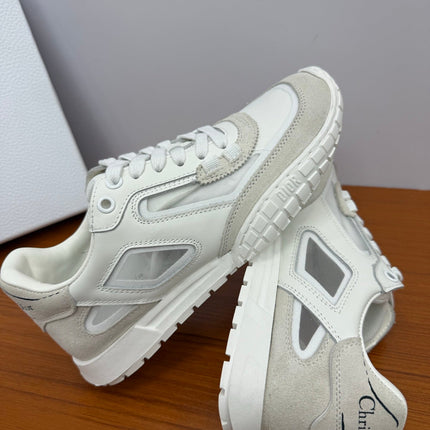 DIOR 26S SNEAKERS IN WHITE AND LIGHT GRAY SUEDE AND CALFSKIN