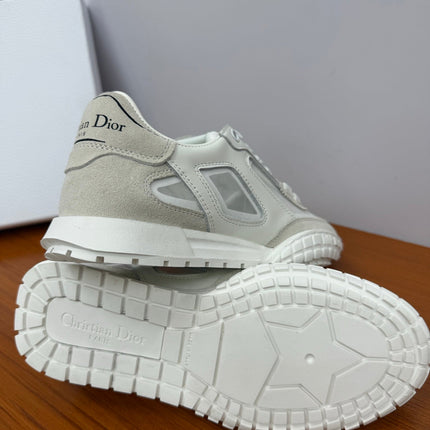 DIOR 26S SNEAKERS IN WHITE AND LIGHT GRAY SUEDE AND CALFSKIN