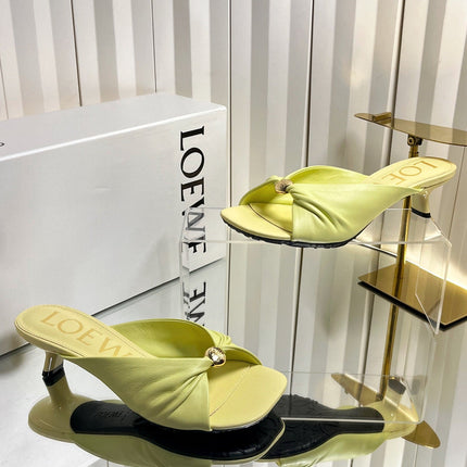 LOEWE 26S HEELED SANDALS 45 MM IN LIGHT YELLOW CALFSKIN