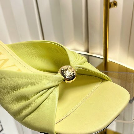 LOEWE 26S HEELED SANDALS 45 MM IN LIGHT YELLOW CALFSKIN