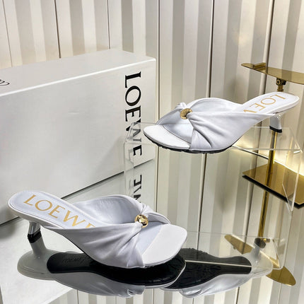 LOEWE 26S HEELED SANDALS 45 MM IN WHITE CALFSKIN