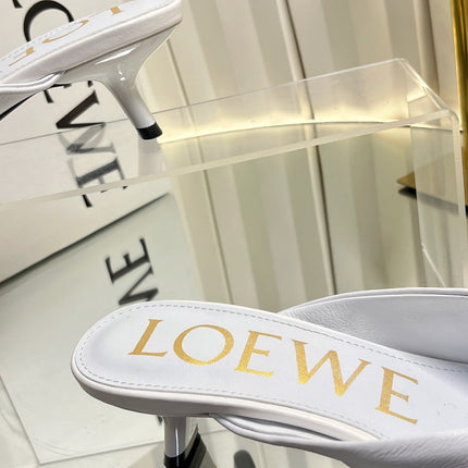 LOEWE 26S HEELED SANDALS 45 MM IN WHITE CALFSKIN