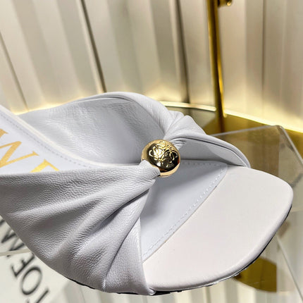 LOEWE 26S HEELED SANDALS 45 MM IN WHITE CALFSKIN