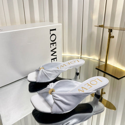 LOEWE 26S HEELED SANDALS 45 MM IN WHITE CALFSKIN