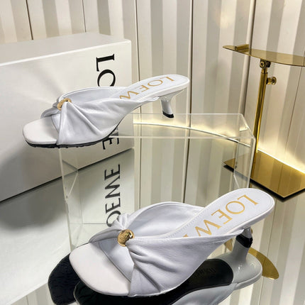 LOEWE 26S HEELED SANDALS 45 MM IN WHITE CALFSKIN