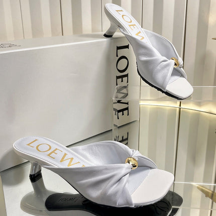 LOEWE 26S HEELED SANDALS 45 MM IN WHITE CALFSKIN