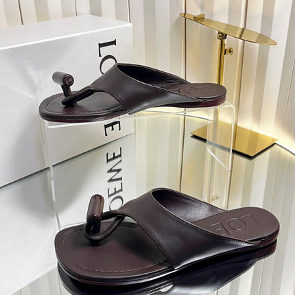 LOEWE 26S THONG SANDALS IN DARK BROWN CALFSKIN