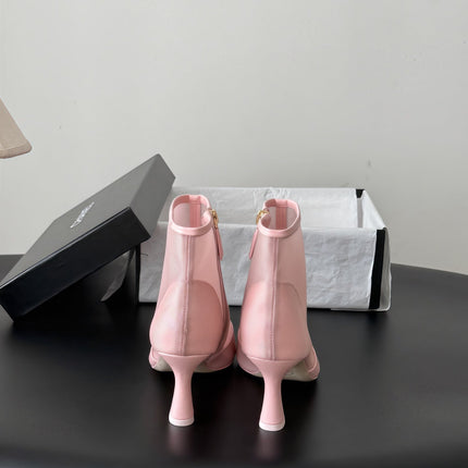 CHANEL 26S ANKLE BOOTS IN PINK LAMBKIN