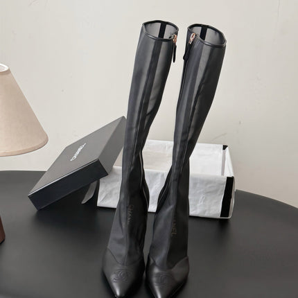 CHANEL 26S THIGH HIGH BOOTS IN BLACK MESH