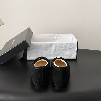 CHANEL 26S LOAFERS IN BLACK SUEDE AND SHEARLING LINING