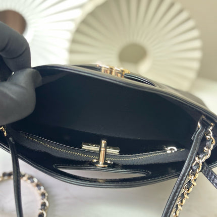 CHANEL 26S MINI SHOPPING BAG 24 IN BLACK LAMBSKIN