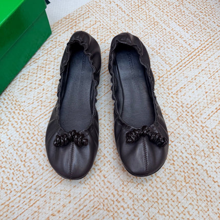 BOTTEGA VENETA 26S STRETCH BALLET FLATS IN DARK BROWN LAMBSKIN