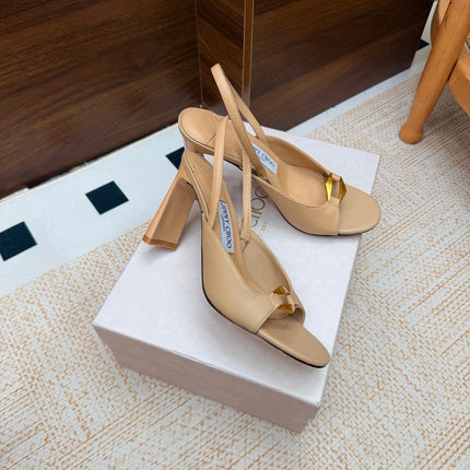 JIMMY CHOO 26S SLINGBACK SANDALS 100 MM IN BEIGE CALFSKIN