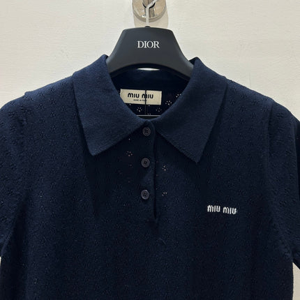 MIUMIU 26S SHORT-SLEEVE KNIT POLO SHIRT 1548