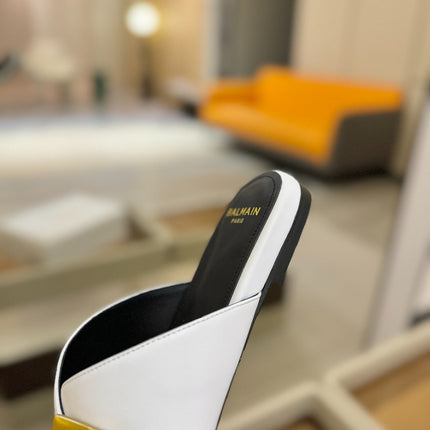 BALMAIN 26S SANDALS IN WHITE CALFSKIN