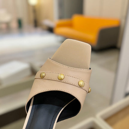 BALMAIN 26S HEELED SANDALS 70 MM IN BEIGE CALFSKIN