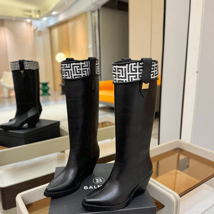 BALMAIN 26S HIGH BOOTS 65 MM IN BLACK CALFSKIN