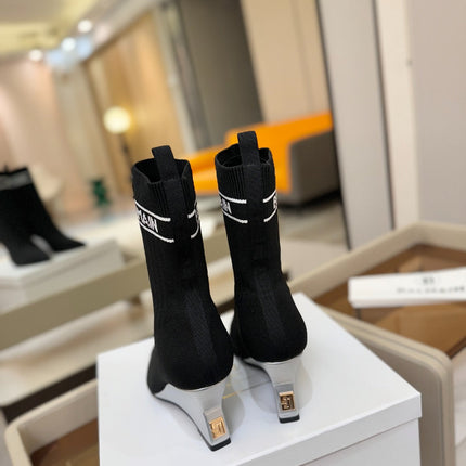 BALMAIN 26S BOOT 75 MM IN BLACK FLYKNIT STYLE 1