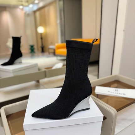 BALMAIN 26S BOOT 75 MM IN BLACK FLYKNIT