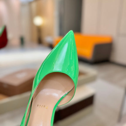 CHRISTIAN LOUBOUTIN 26S POINTED-TOE PUMPS 65 MM IN GREEN PATENT CALFSKIN