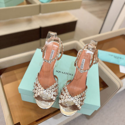 AQUAZZURA 26S STRAPPY HIGH HEELS 105 MM IN SILVER PATENT LAMBSKIN