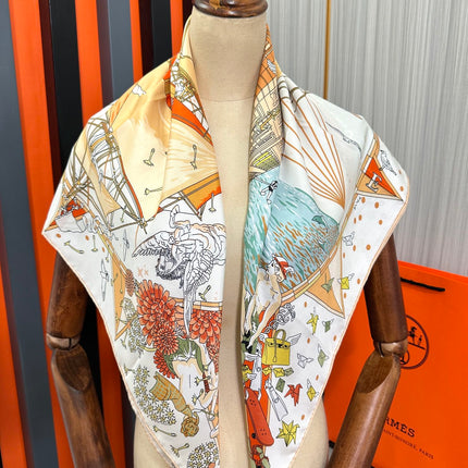 HERMES 26S PRINTED SQUARE SCARF 90 IN SILK 312025