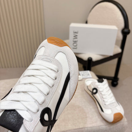 LOEWE 26S MULE SNEAKERS IN WHITE BLACK SUEDE AND NYLON