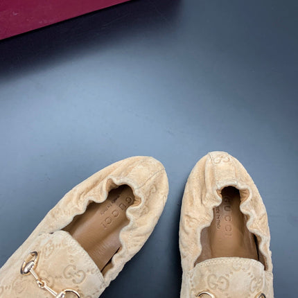 GUCCI 26S LOAFERS IN BEIGE SUEDE