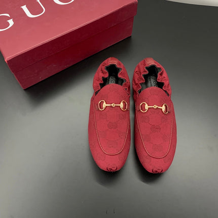 GUCCI 26S LOAFERS IN RED CANVAS