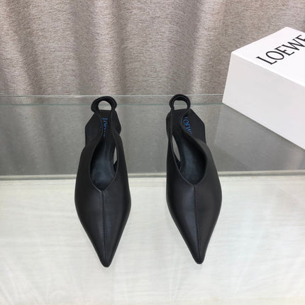 LOEWE 26S POINTED TOE SLINGBACK PUMPS 45MM IN BLACK CALFSKIN