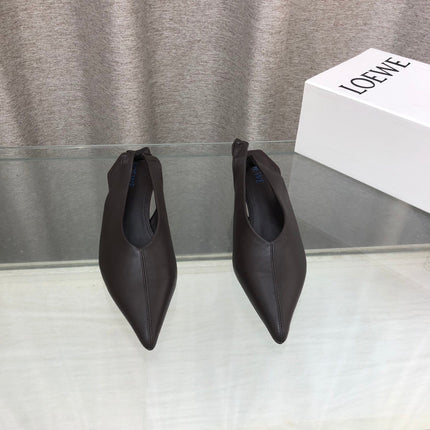 LOEWE 26S POINTED TOE SLINGBACK PUMPS 45MM IN DARK BROWN CALFSKIN