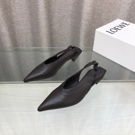 LOEWE 26S POINTED TOE SLINGBACK PUMPS 45MM IN DARK BROWN CALFSKIN