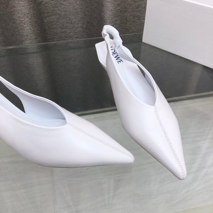 LOEWE 26S POINTED TOE SLINGBACK PUMPS 45MM IN WHITE CALFSKIN