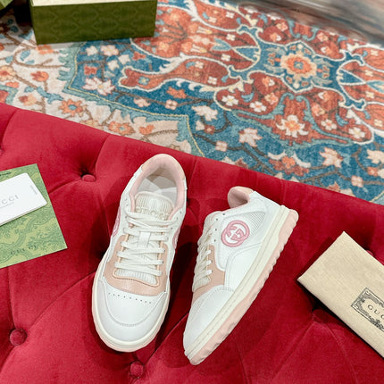 GUCCI 26S SNEAKERS IN WHITE MIX LIGHT PINK CALFSKIN
