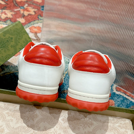 GUCCI 26S SNEAKERS IN WHITE MIX RED CALFSKIN
