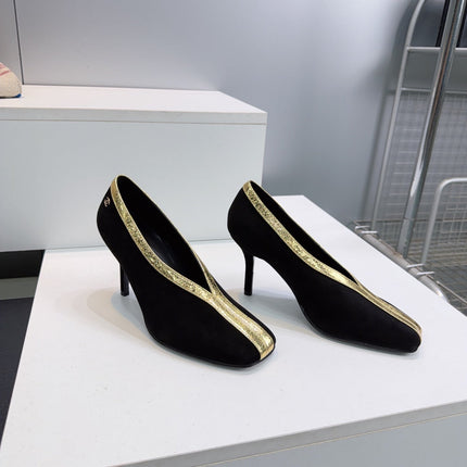 CHANEL 26S HIGH HEELS 100 MM IN BLACK SUEDE