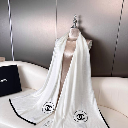 LONG SCARF 200 CM IN WHITE CASHMERE AND SILK 396410