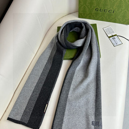 SCARF 180 CM IN BLACK MIX LIGHT GRAY CASHMERE 398447