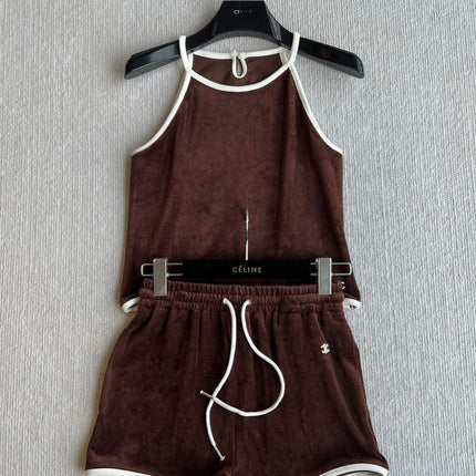 CELINE VELVET DRAWSTRING WAIST SHORTS 275633
