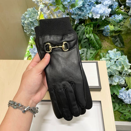 HORSEBIT GLOVES IN BLACK LAMBSKIN MIX WOOL 464975