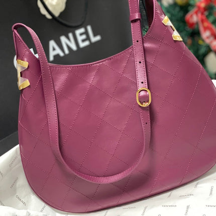 CHANEL 26S HOBO BAG 28 IN DARK RED QUILTED CALFSKIN