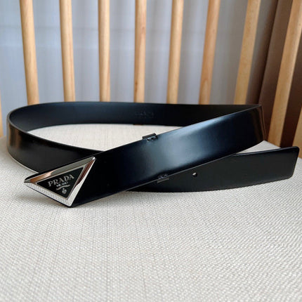 PRADA 25S BELT 33 MM IN BLACK CALFSKIN 551859
