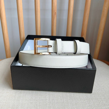PRADA 25S BELT 25 MM IN WHITE CALFSKIN 585797